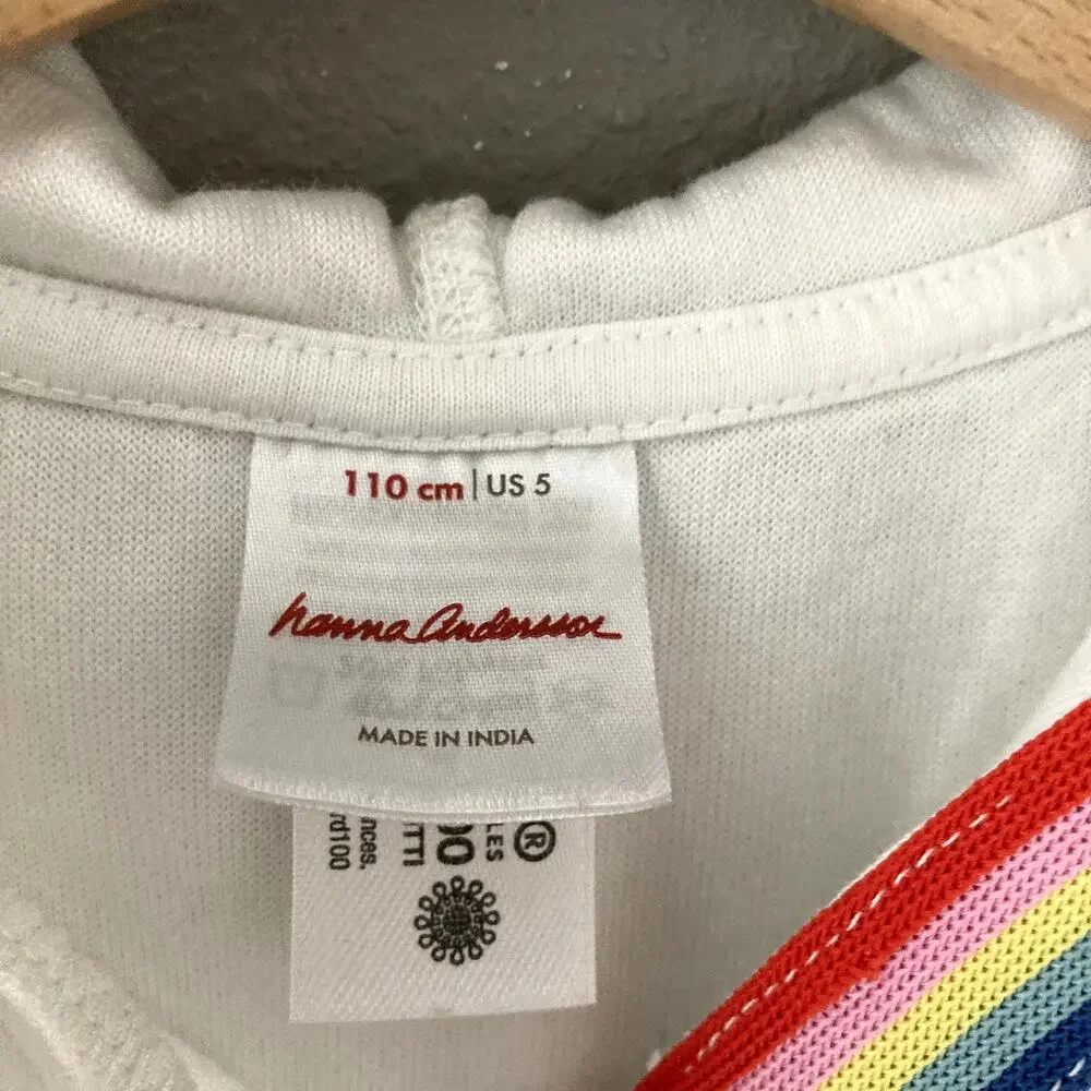 Hanna Andersson Loop Terry Hoodie Coverup White Rainbow 5 110cm